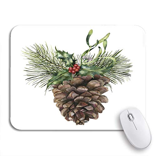 Preisvergleich Produktbild Gaming mouse pad aquarell tannenzapfen weihnachtsbaum ast holly und mistel rutschfeste gummi backing computer mousepad für notebooks maus matten