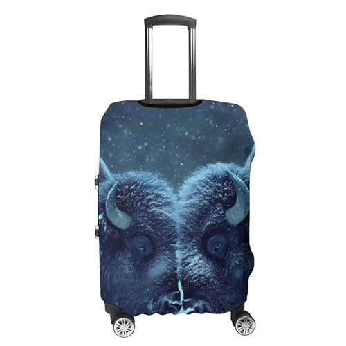 Two Bisons in Snows Day Travel Luggage Cover for Suitcase 19-32 Inches Elastic Washable Baggage Protector4