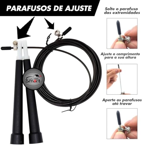 La Casa Smart Corda De Pular Profissional Crossfit Ajustável Aço Emborrachado - Treino Funcional Aca