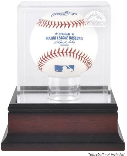 Colorado Rockies Mahogany Baseball Logo Display Case - Baseball Free Standing Display Cases ''Case Only''
