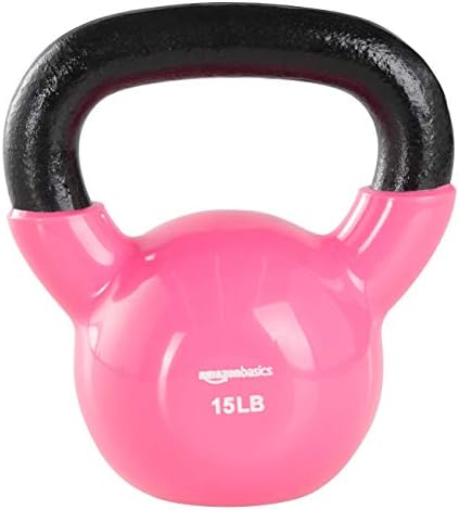Amazon Basics Vinyl Kettlebell - 15 Pounds (6,8 kg), Pink