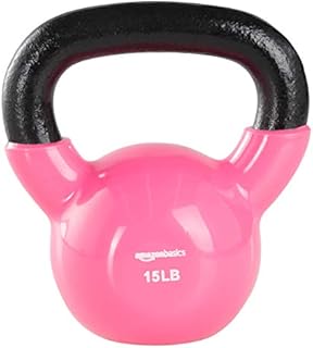 Amazon Basics Vinyl Kettlebell - 15 Pounds (6,8 kg), Pink