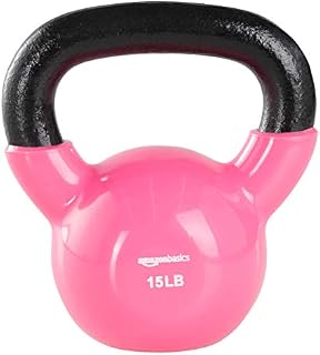 AmazonBasics Vinyl Kettlebell - 15 Pounds, Pink
