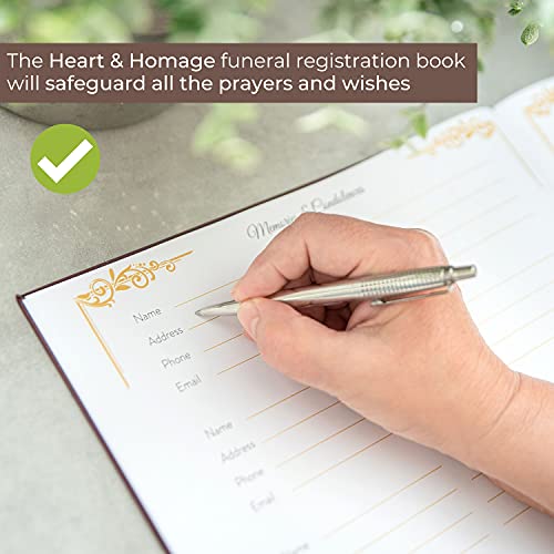 Heart & Homage Funeral And Memorial Guest Sign-In Book | Pu Leather Hardcover, Large - Beautiful | Registration Books - In Loving Memory | 150 Guests (Burgundy) #TOP4