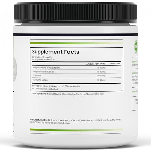 Image of Nature's Pure Blend Liquid Nitric Oxide Supplements for Men - L-Arginine Powder - Nitric Oxide Booster & Circulation Supplement - Blood Flow Support, L Arginine and L Citrulline - 5000MG (Green Apple)
