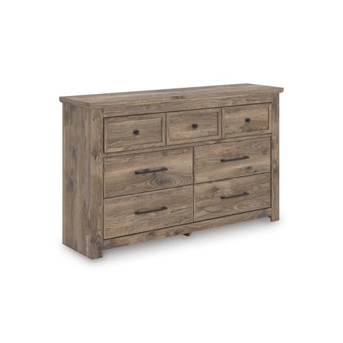 Signature Design by Ashley Stanziford Casual 7-Drawer Dresser with Wood Finish, Dark Brown