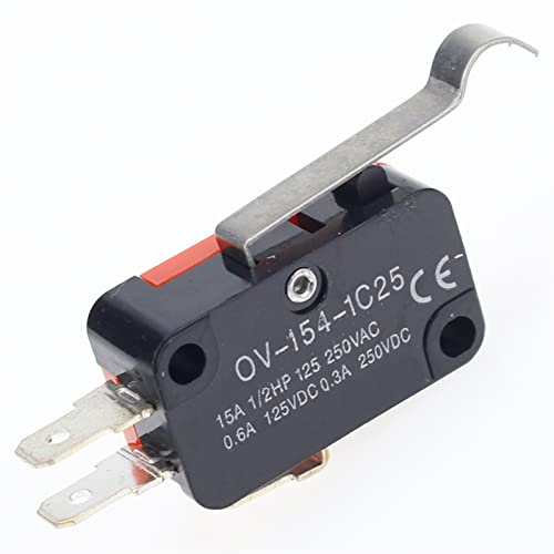Micro interrupteur momentané V-154-1C25 SPDT 15A avec long levier à galet, lot de 5 pièces