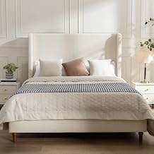Queen Boucle Wingback Upholstered Bed Frame with 54" High Headboard