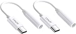 AVMAX USB C à 3.5mm Adaptateur d'écouteurs audio HiFi 2 Pack,Type c à Aux Female Cable pour téléphone 16 15 Plus Pro Max Pad, S24 S23 S22 S21 Ultra Dispositifs du type c (classique(White2))