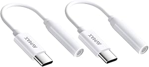 AVMAX USB C to 3.5mm Audio Headphone Adapter HiFi 2 Pack,Type c to Aux Female Cable for Phone 16 15 Plus Pro Max Pad, S24 S23 S22 S21 Ultra Pixel and More Type c Devices (Classic(White2))