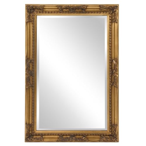 Howard Elliott Queen Ann Rectangular Antique Golf Leaf Wall Mirror,