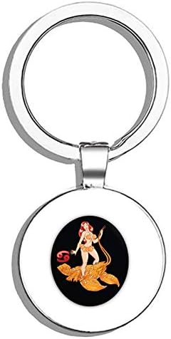 Cancer Horoscope Sign Sexy Metal Steel Keychain Ring Double Side Key Chain