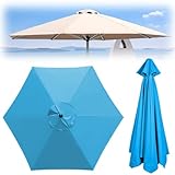 CMJYMX Sonnenschirmbezug (2.0 M, 2,7 M, 3,0 M) Ersatzbespannung Polyester 8/6 Streben Sonnenschirm-Stoffbezug Ersatzbezug Für Ampelschirm(Lake Blue,6 Ribs: 200CM/6.5FT)