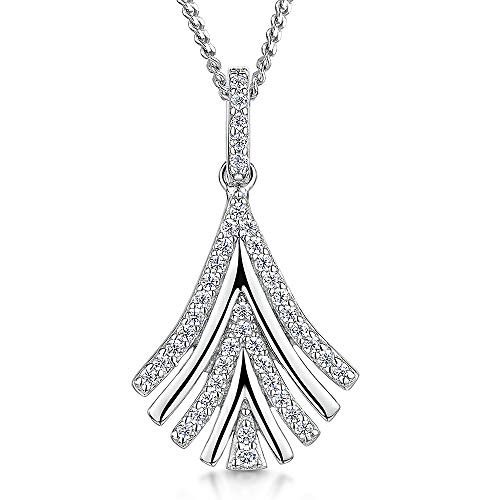 Image of JOOLS by Jenny Brown - Sterling Silver Necklace Featuring An Inverted V feature Set With Cubic Zirconia Stones