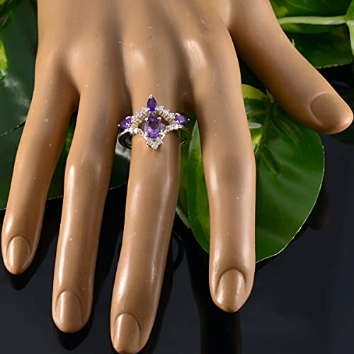 Bague améthyste naturelle véritable argent sterling 925 fille - 3