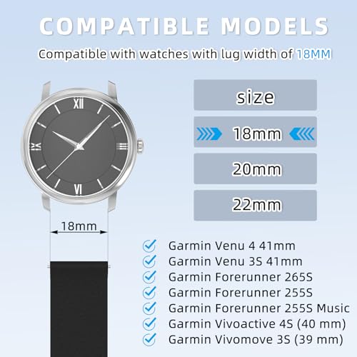 Correa de silicona 18mm para Garmin y relojes miniatura 5
