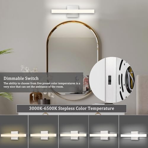 Image of Wall Sconce, Modern LED Light Bar Lighting Fixtures for Vanity, Dimmable Bathroom Sconce, 5CCT Dimmable NO Flicker and Eye Protection 16 in Bathroom Linear Bar Lighting16W Lamp