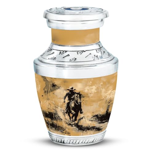 Image of Cowboy Urn - Small Urn for Ashes - Adult Male and Female Funeral Urns for Human Ashes - Mom (3 Inch Pack of 1)