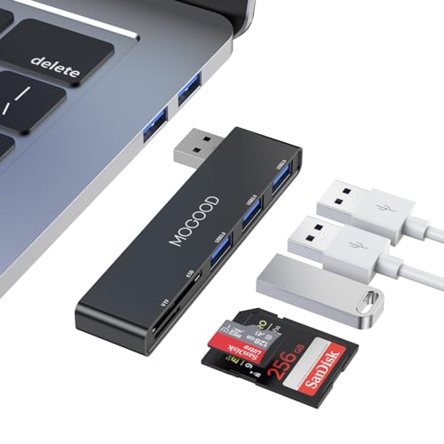 MOGOOD Adaptador Multiport 5 en 1   USB HUB Con USB 3.0, 2.0, Lector de Tarjetas SD/TF   Compatible Con PC, Escritorio, Mac, MacBook, Notebook, PS4, Xbox, Wii