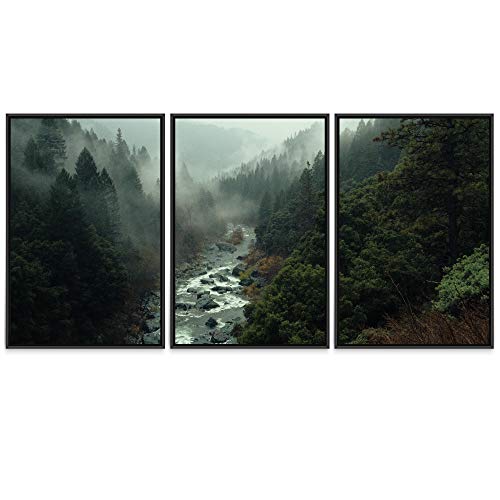 signwin 3 Piece Framed Canvas Wall Art Forest Rivers Canvas Prints Home Artwork Decoration for Living Room,Bedroom - 24\"x36\"x3 Panels