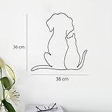 Dexlyn Minimalistische Katzendeko aus Metall Schwarze, Wandkunst für Katzenliebhaber, Geeignet für Katzenspielbereich, Kratzbaum,,Katzenheim,Wohnzimmer & Büro (Katzen und Hunde 36×30cm)