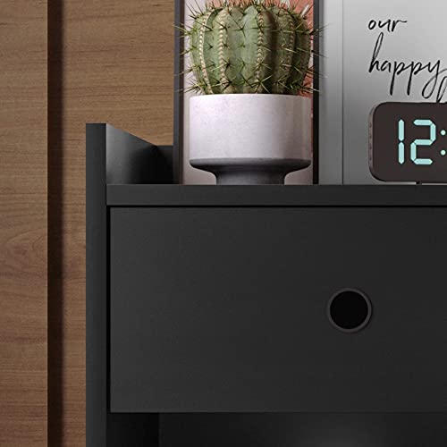 Kit 2 Mesa de cabeceira Retrô Decore 1 Gaveta - Preto - RPM Móveis