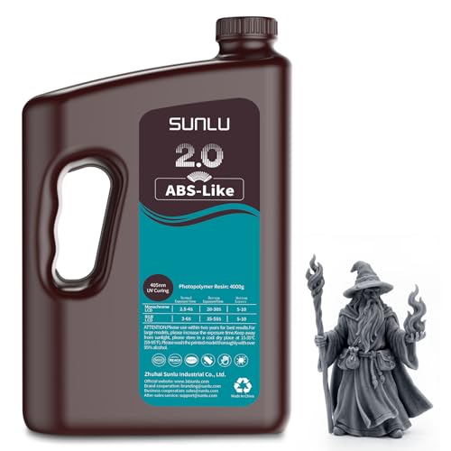 Image of SUNLU ABS-Like 3D Printer Resin 2.0 4KG, Smooth Matte Surface, Perfect for high-Detail Models, 405nm UV Photopolymer Resin, Non-Brittle & Low Odor, 4000G Dark Grey