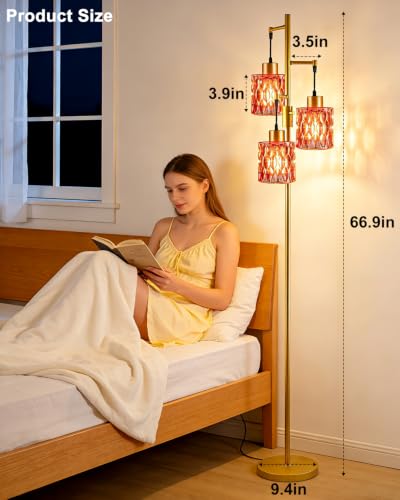 Image of Lightdot Globe Floor Lamp with LED Bulbs Included, Dimmable Floor Lamps,Unique Modern Standing Tall Lamp for Bedroom Living Room /Sofa Beside /Corner Decor-Gold