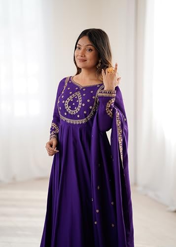 Image of ZUVAANYA Ready To Wear Indian /Pakistani Party Wear Women's Embroidery Faux Georgette Anarkali Floral Gown For Women