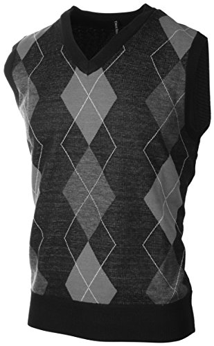 Enimay Mens Argyle/Plain V-Neck Golf Sweater Vest (Many Colors Available)