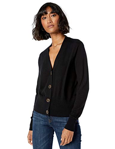 The Drop Women's Daniela Boxy V-Neck Fine Jersey Cardigan Sweater