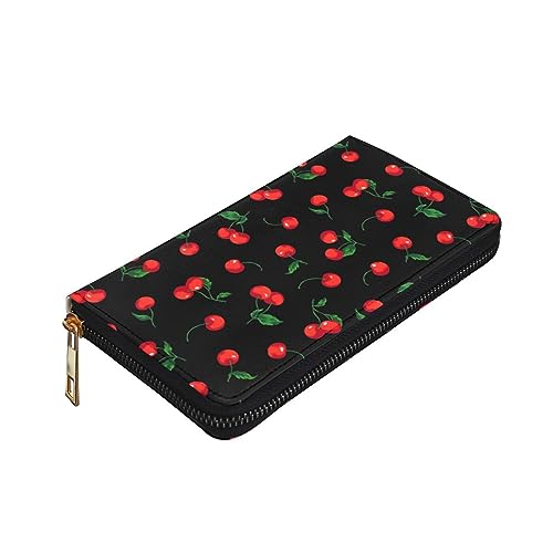 YISHOW Delicious Cherry Wallet Slim Thin Leather Purse Wallet With Zip Around Clutch Casual Handbag For Phone Key Credit Cards3