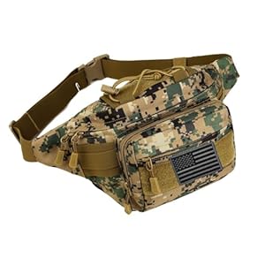 ArcEnCiel Tactical Fanny Pack for Men Waist Bag Military Hip Belt Outdoor Hiking Fishing Bumbag with Patch