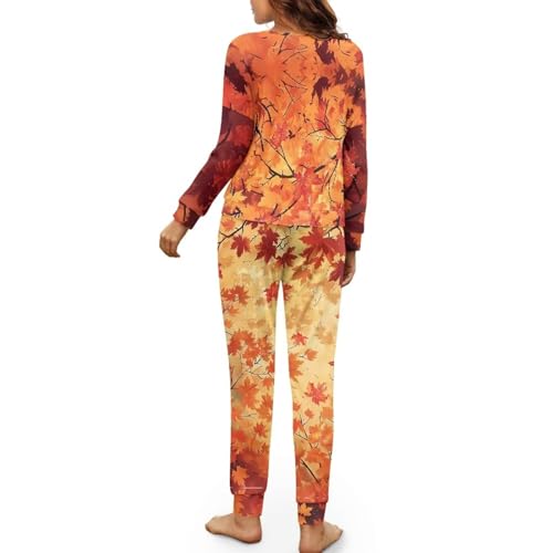 Image of Women's Pajamas Set Soft 2 Piece Loungewear Long Sleeve Pj Set Matching Sleepwear with Pockets for Women Plus Size