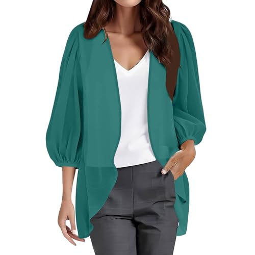 Image of Cocila Women Cardigan Chiffon 3/4 Sleeve Open Front Lightweight Summer Blouse Tops Beach Cover Up (Mint Green, M) Crochet Trench Coats for Ladies Black Cardigans UK Womens Red White Plus Size