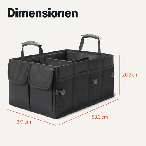Amazon Basics Kofferraum-Organizer für das Auto, Kofferraumtasche mit Mehreren Fächern, 5 L Fassungsvermögen, Faltbar, Schwarz – Ansicht 5