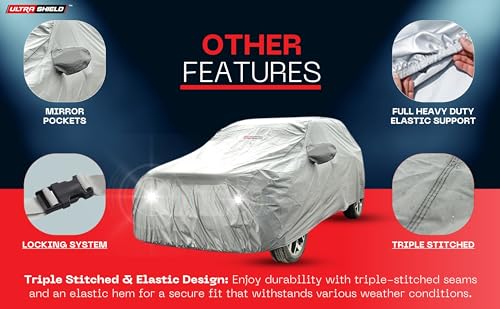 Image of ULTRA SHIELD Mist Grey Series 100% Waterproof Car Body Cover for Honda Brio with Mirror Pockets | Triple Stitched, Elastic, Custom Fit, Heat Resistant, Anti-Dust, All-Weather Cover