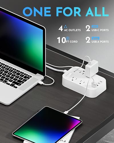Image of mifaso 10ft Travel Essentials - 3Ft Power Strip with USB, Compact Flat Plug Extension 4 USB Ports, Non Surge Cruise Must Haves, Cruise Ship Essentials, Dorm Room, Apartment Essentials (Dock - 06)