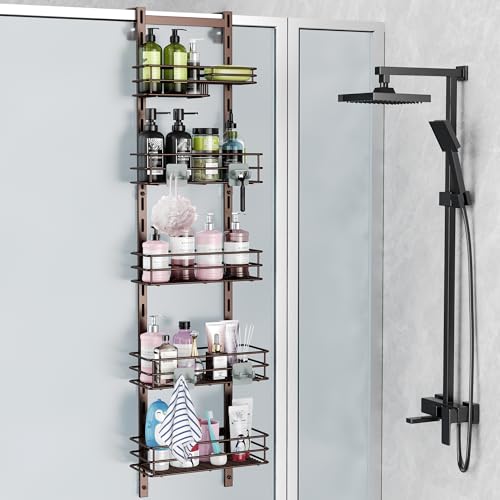 Orimade Over the Door Shower Caddy Adjustable 5 Tier Bronze,Bathroom