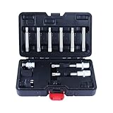 13-TLG. UNIVERSAL-KOMPATIBILITÄT: Enthält alle gängigen Profile: Vielzahn M10, Torx T50 sowie verschiedene Adapter (H8, H10, M8). Passend für Lichtmaschinentypen von Bosch, Valeo und viele Fahrzeugmarken wie VW, Audi, BMW, Mercedes und Ford.