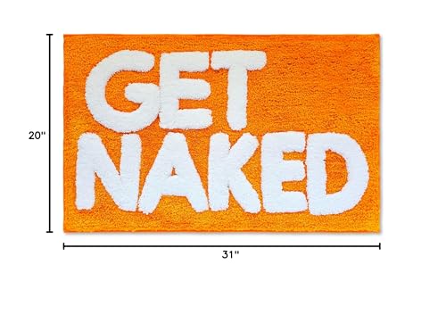 Image of New Mungo Get Naked Bath Mat Orange - Cute Bathroom Rugs, Funny Bath Mat, 31 inch x 20 inch