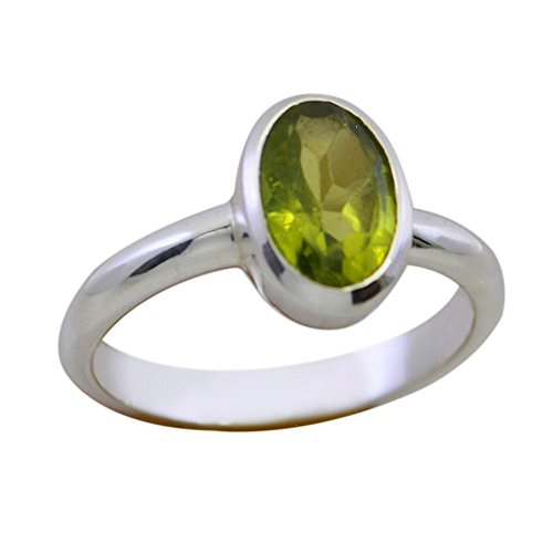 Bague Peridot Argent Véritable Anti-Accroc - Anneau Forme Lunette Sûr - 2