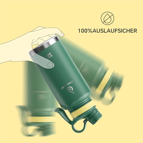 Ideus Vakuumisolierte Wasserflasche, 950 ml Edelstahl Doppelwand Flasche Metall Sport Kantine mit auslaufsicherem Schraubverschluss – Ansicht 6