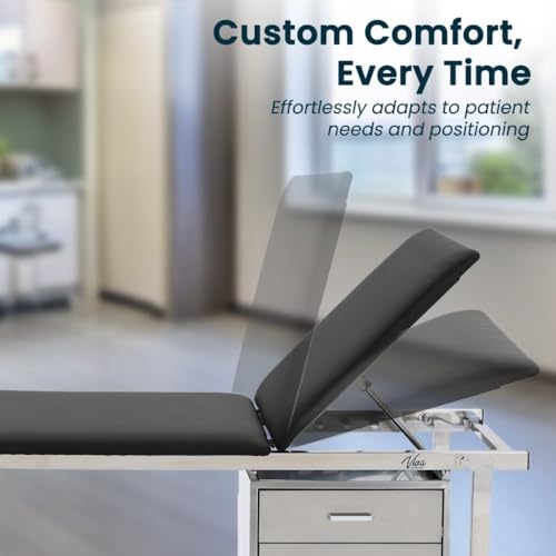 Vivacomfort Adjustable Black Medical Exam Table with Drawers and Paper Dispenser - Thumbnail 3
