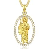 EUDORA Collar de plata de ley 925 con colgante de crucifijo de San Benito, San Miguel, San Cristóbal, Arcángel, Rafael Gabriel, Metatron, Virgen María, San José, San Antonio, Crucifijo con versículo