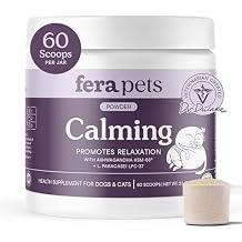 Fera Pets Calming Supplement for Dogs & Cats with Probiotics, L-Theanine, and Ashwagandha - Supports Anxiety Relief - Promotes Relaxation - 60 Scoops