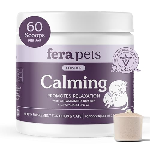 Fera Pets Dog & Cat Calming Supplement – Pet Relaxation Powder, 60 Scoops
