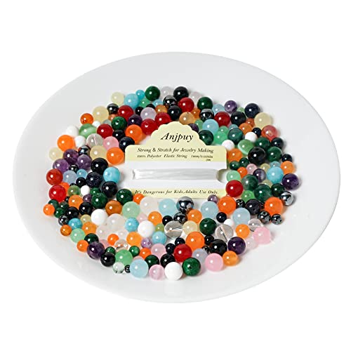 Anjpuy 8Mm Natural Stone Beads Round Loose Beads Gemstone For Jewelry Making With Crystal Stretch Cord (Orange Chalcedony,45Pcs) #TOP5