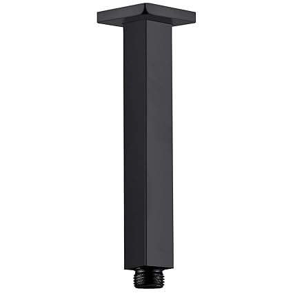 Shower Arm With Flange, 8 inch(200MM), Square Showe Head Arm, Ceiling Shower Head Arm, 1/2 NPT Tapered Threads, for Rainfall Shower Head,Matte Black