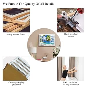 Beach Pictures Wall Art for Living Room, Blue Ocean Painting Decor for Bedroom, Fake White Window Palm Trees Canvas Prints Wall Decor, Coastal Landscape Artwork for Office Decoration 12x18 Inches Beach Pictures Wall Art for Living Room Blue Ocean Painting Decor for Bedroom Fake White Window Palm Trees Canvas Prints Wall Decor Coastal Landscape Artwork for Office Decoration 12×18 Inches